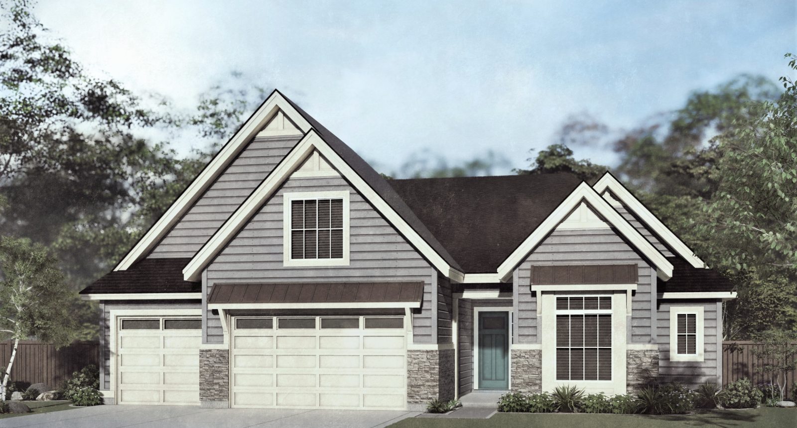 1.5 Story House Plans in Meridian ID - Bayview