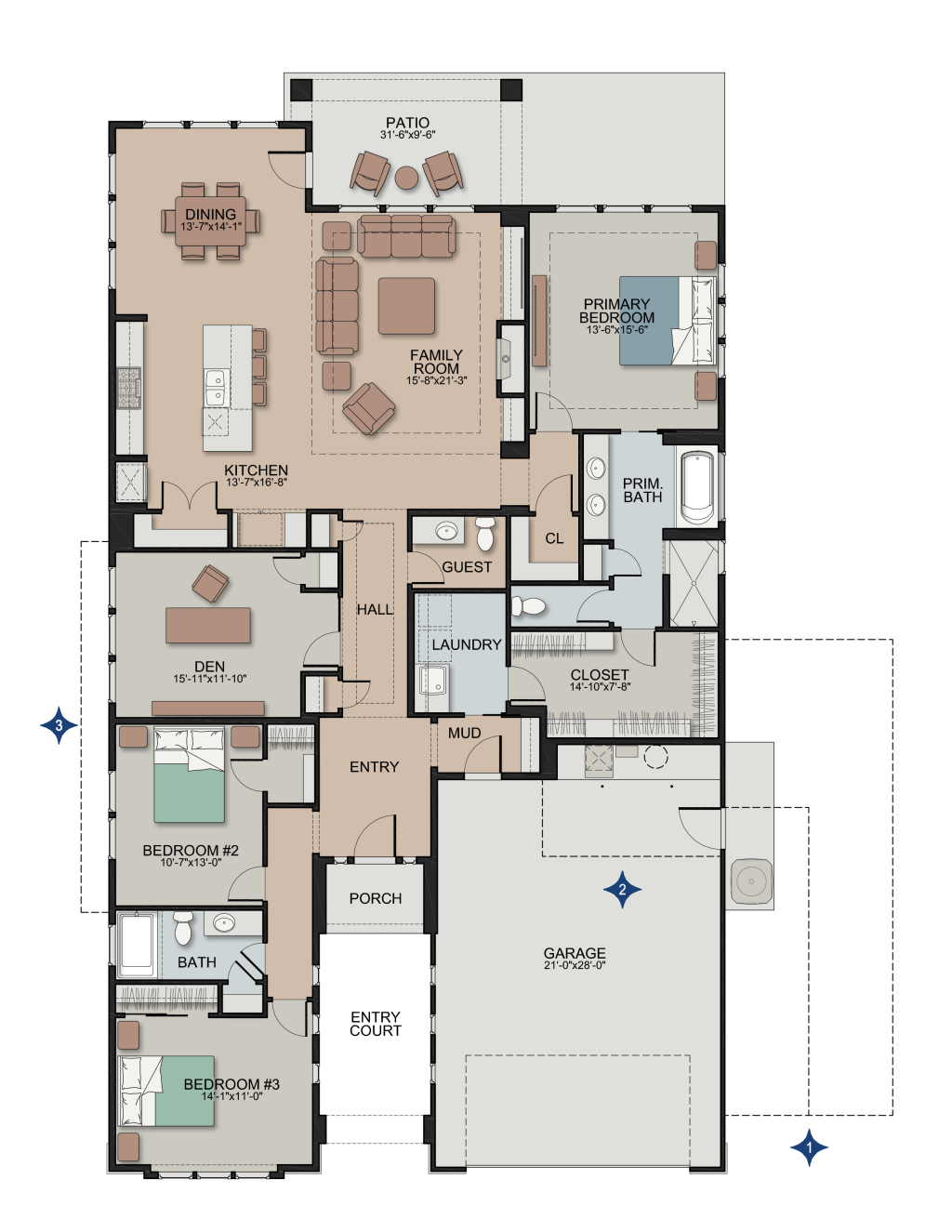Cottonwood | Single Story House Plans in Meridian ID Brighton Homes, image size:1024x1325