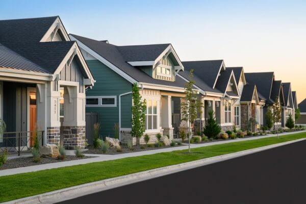 a street scene at golden hour of cadence at century farm