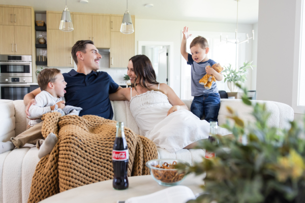 family in living room